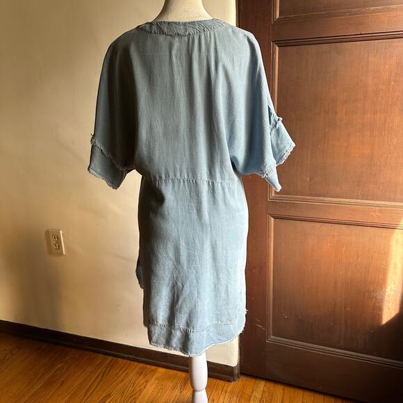 SUBOO | Dubious Hemingway Denim Chambray Raw Hem Dress Swim Cover Up| Sz 6 - Picture 10 of 10